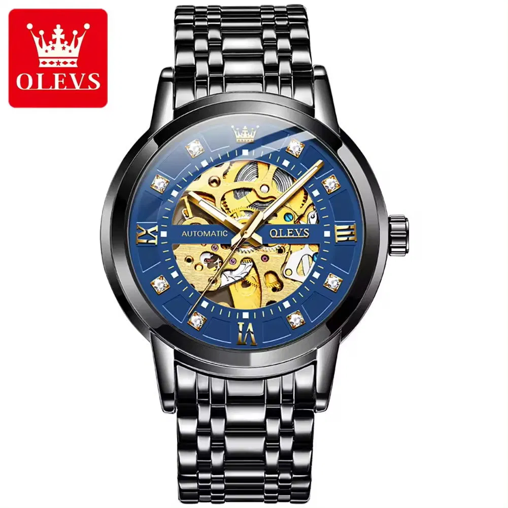 Factory OEM Olevs 9901 Newest Model Automatic Mechanical Wristwatch Men Hand Watch Steel Band Timepieces Clock