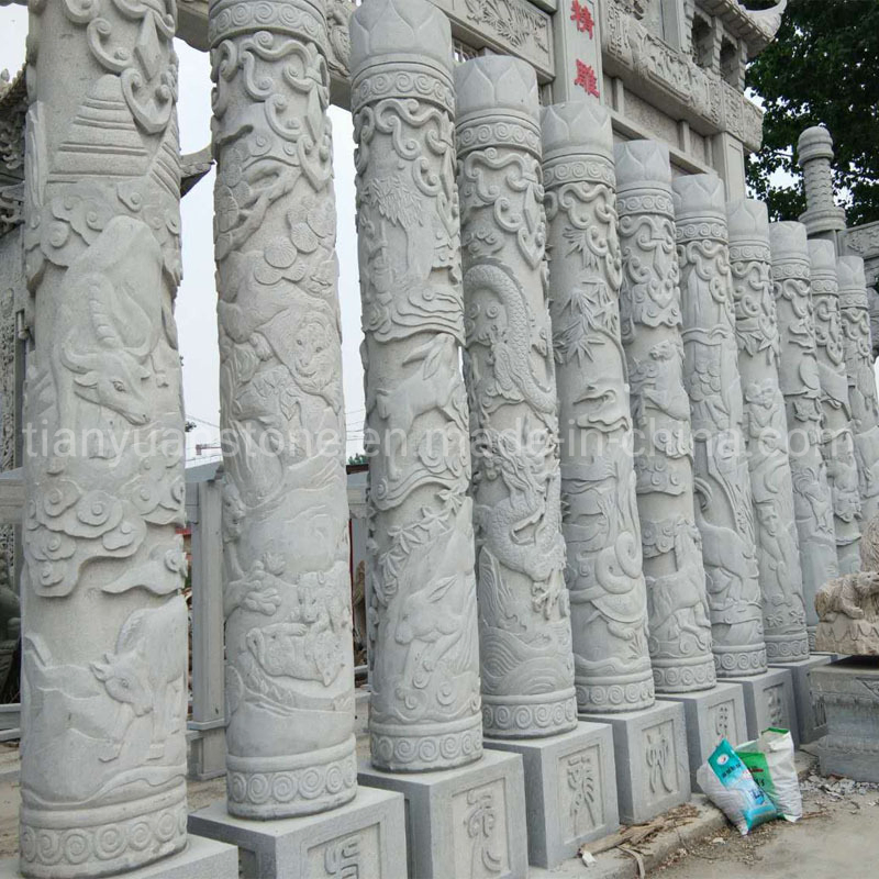 Granite Building Design Dragon Pillar Carved Chinese Dragon Column