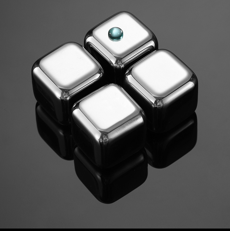 Reusabe Ice Cubes 304 Stainless Steel Bar Accessories Gold Metal Whisky Rocks