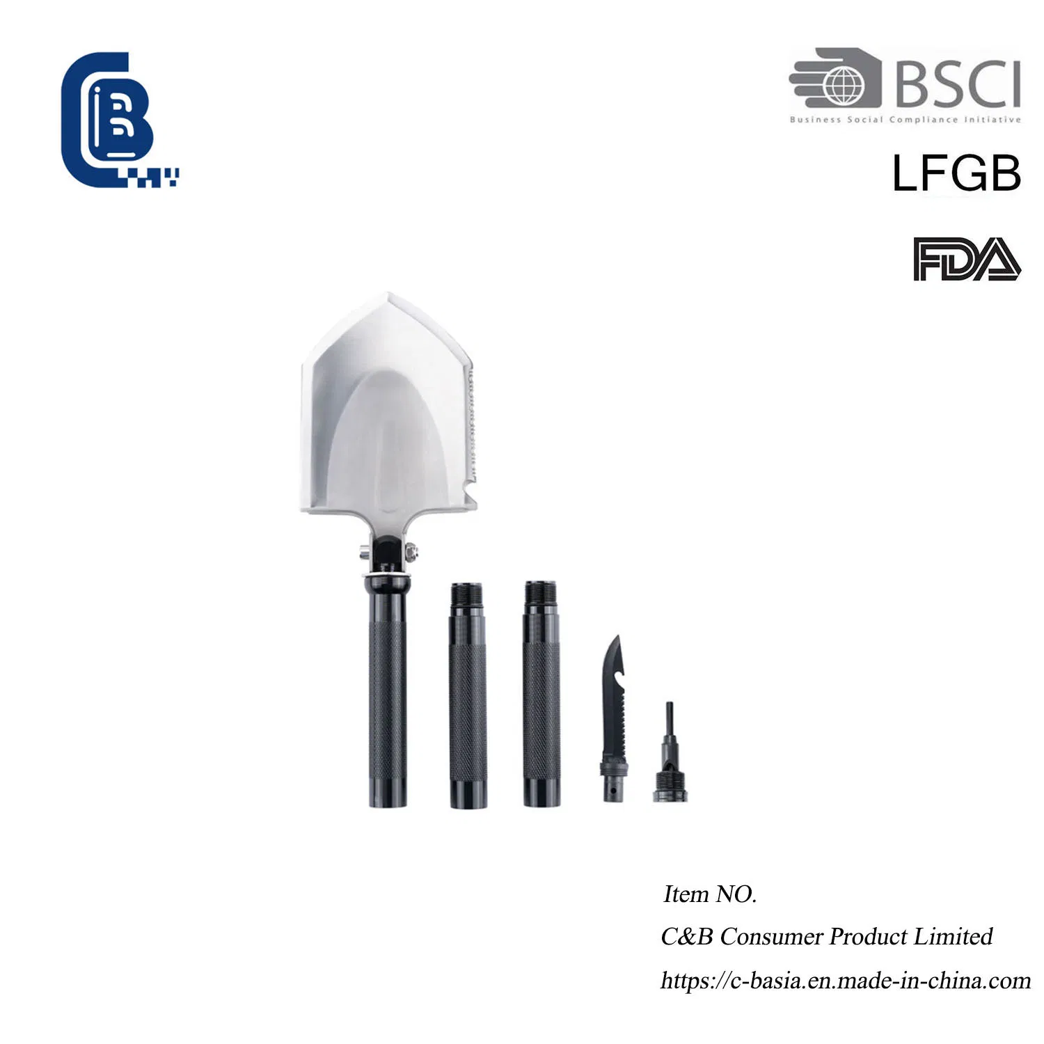 Outdoor Camping Portable Removable Survival Folding Shovel, Multi-Function Stainless Steel Shovel