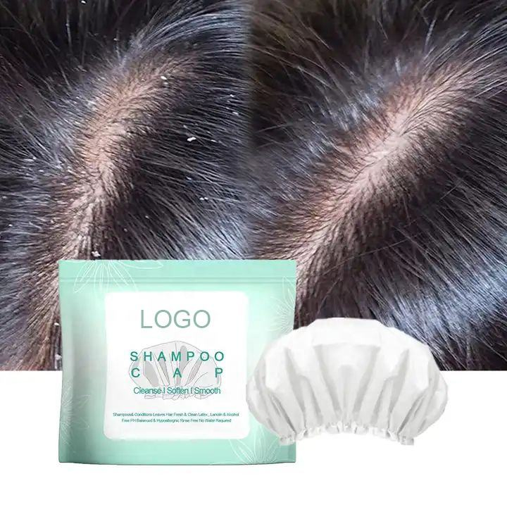 Customized Disposable Non Woven Fabric No Rinse Shampoo Cap Rinse Free Wet Hair Cap for Elderly Bedridden Shower Bath Wash Hair
