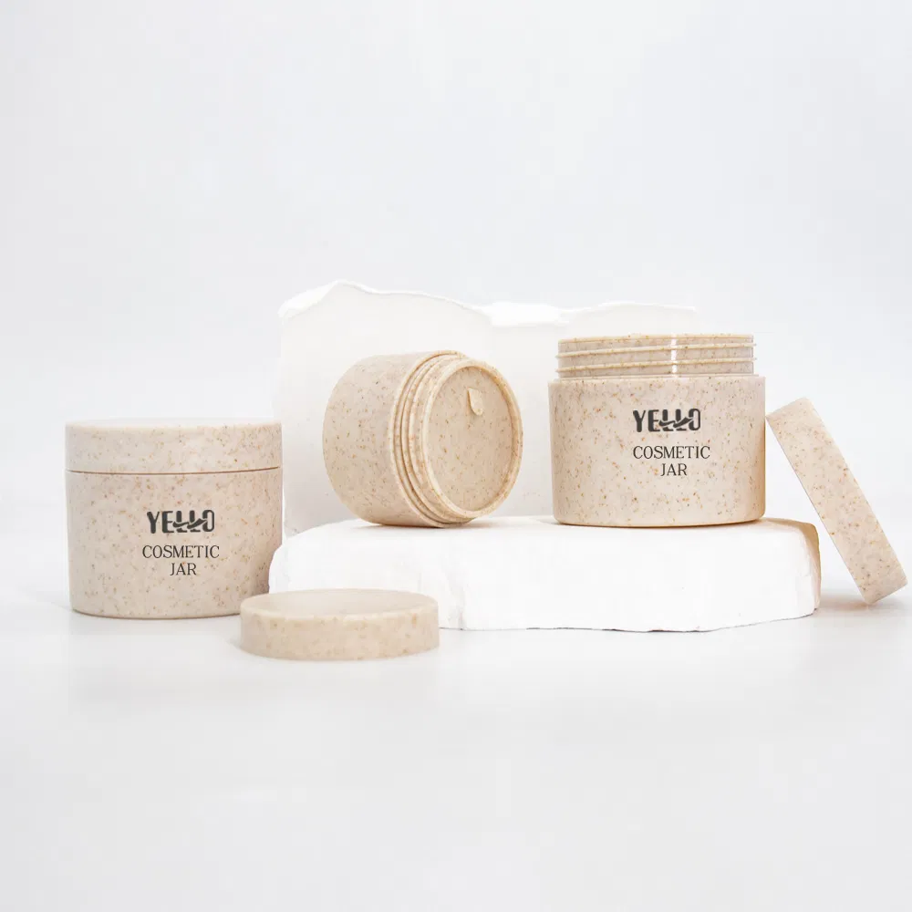 Round Eco Friendly 30g 50g 100g 150g 200g Wheat Straw Plastic Hair Face Cream Mask Body Scrub Butter Cosmetic Container Jars