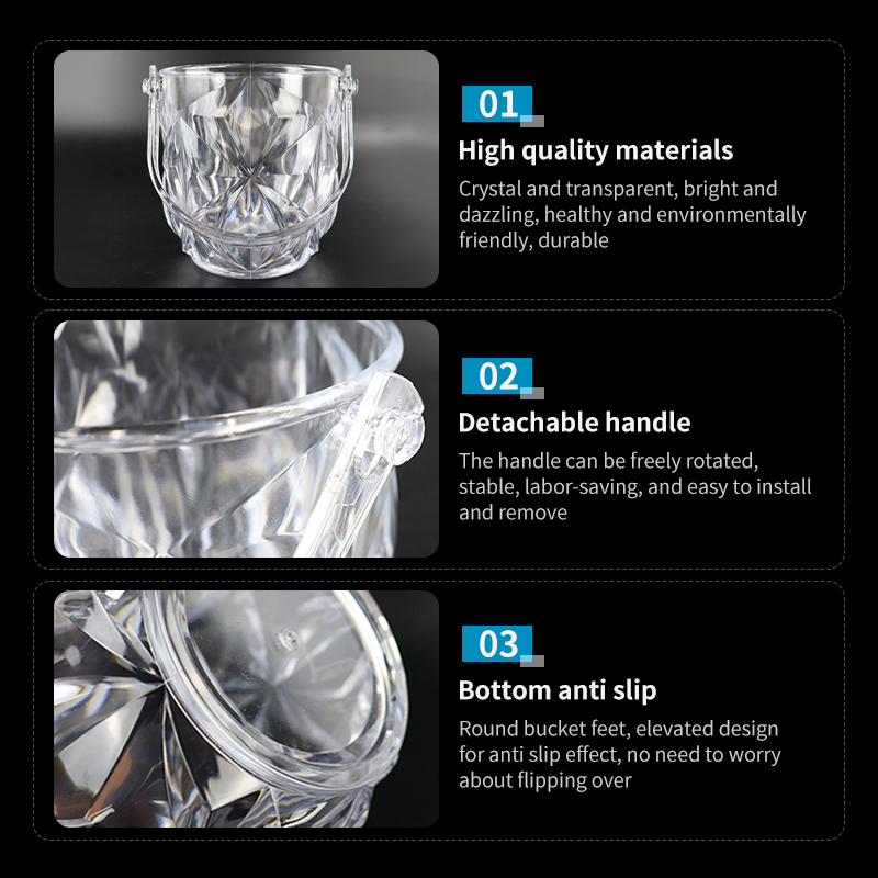 Hot Sale Transparent Plastic Acrylic Ice Bucket Home Bar Beer Cooler