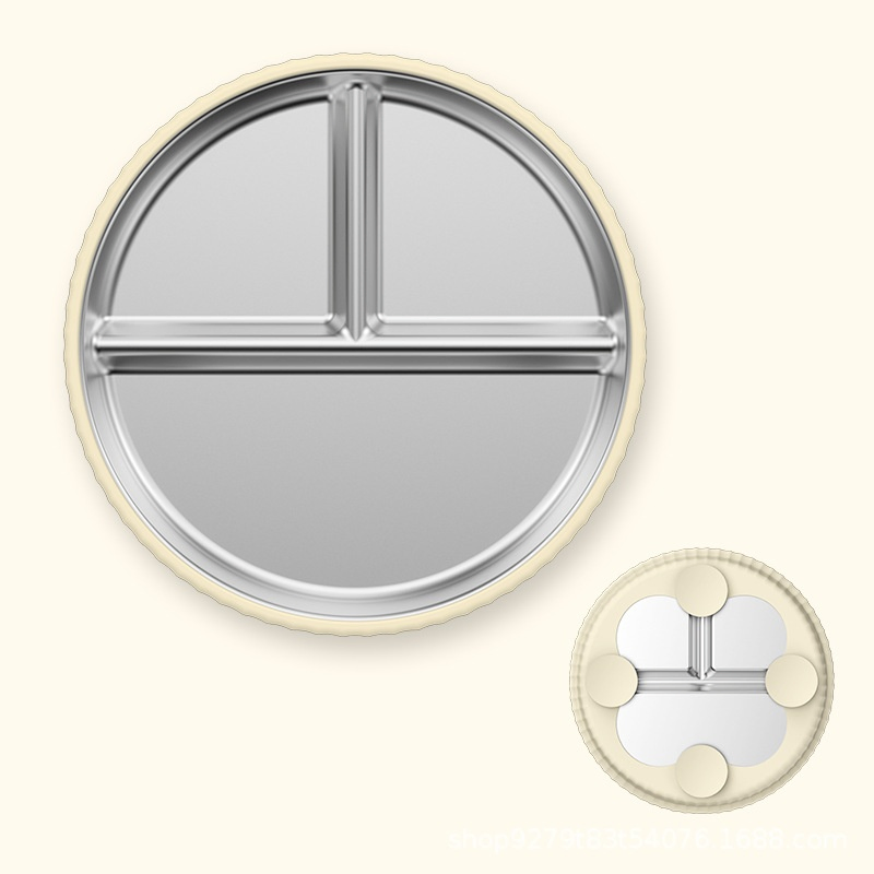 Anti Breakage Metal Toddler Bowls Baby Snack Dishes Stainless Steel Kids Plate with Silicone Suction