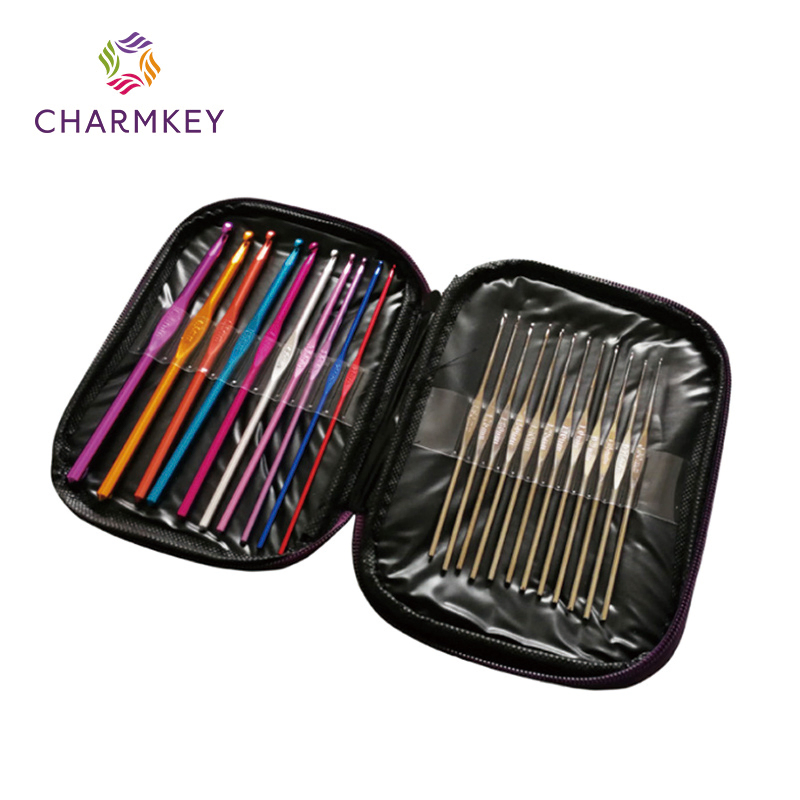 Multi-Color Aluminum 2mm-10mm Crochet Hook Yarn Knitting Needle Set