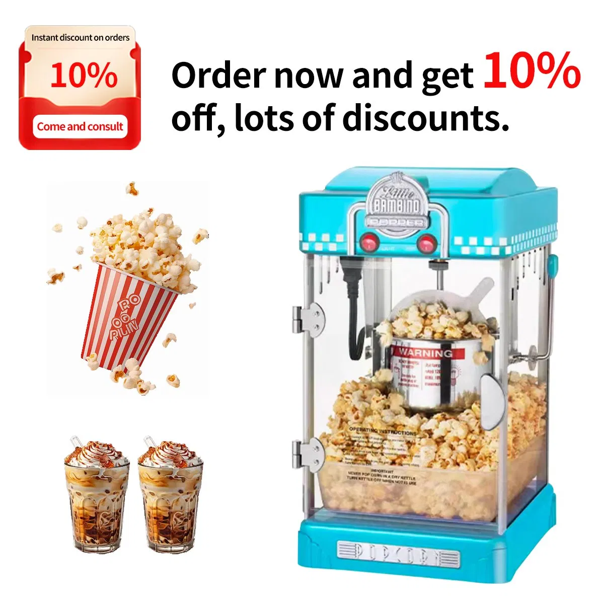 New Automatic Flat Top Popcorn Machine
