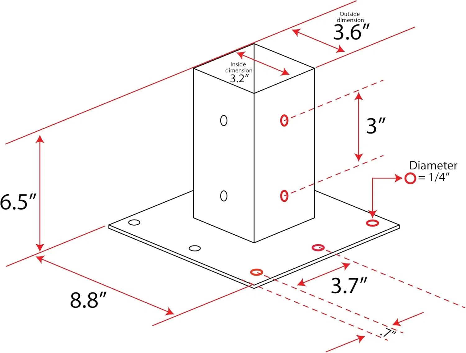 Кронштейн для почтового ящика, сталь 10-Gauge, порошковое покрытие