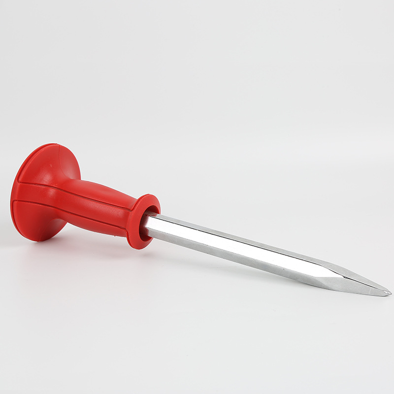 Stainless Steel High Hardness PVC Red Handle Masonry Chisel for Construction