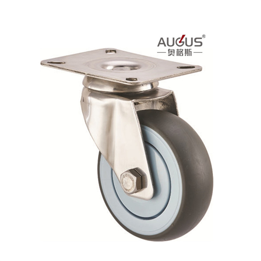 Wholesale 304 Stainless Steel Caster Wheel Swivel Gray TPR Caster with Stainless Steel Fork