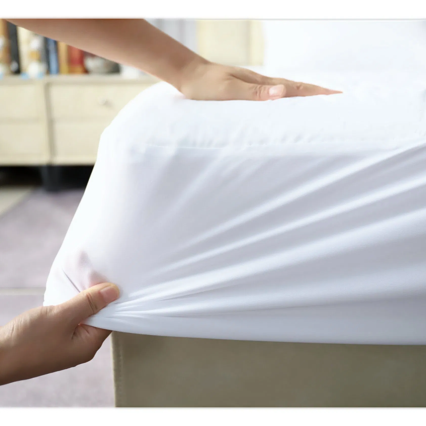 Factory Wholesale Quilted Woven 100% Cotton Waterproof Mattress Protector Cover Ultra Soft