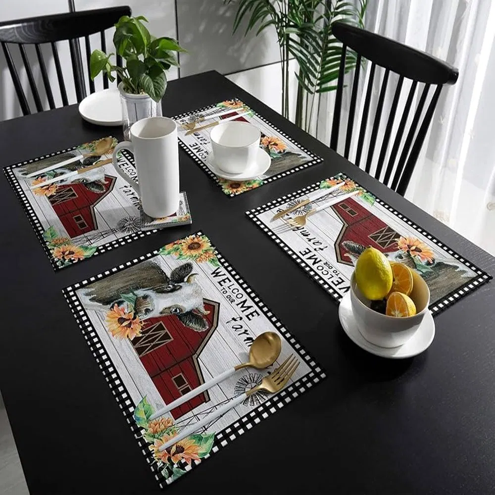 Heat Resistant Eco-Friendly Linen Custom Design Advertising Place Mats