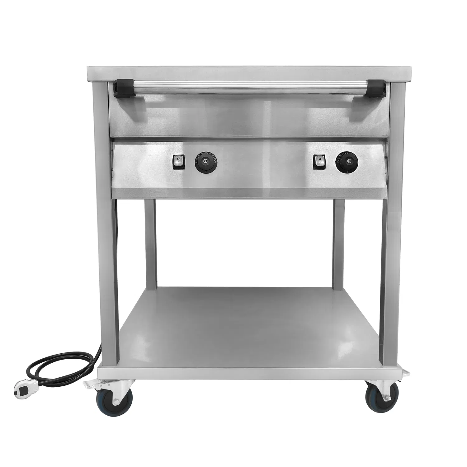 Stainless Steel Portable Bain Marie Trolley 9L Mobile Food Warming Cart with 2 Full Size Gn Pan