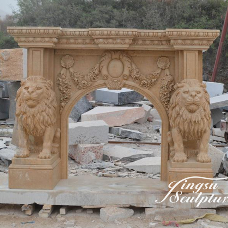 Home Indoor Used Hand Carved White Marble Fireplace Mantel