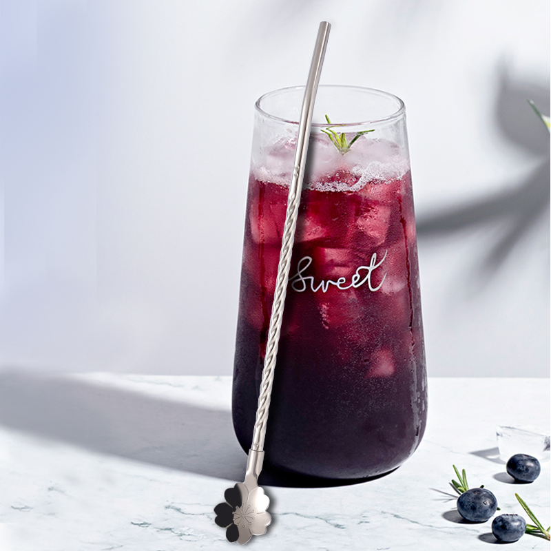 High Quality Stainless Steel Straw Spoon 215mm Metal Straw Spoon