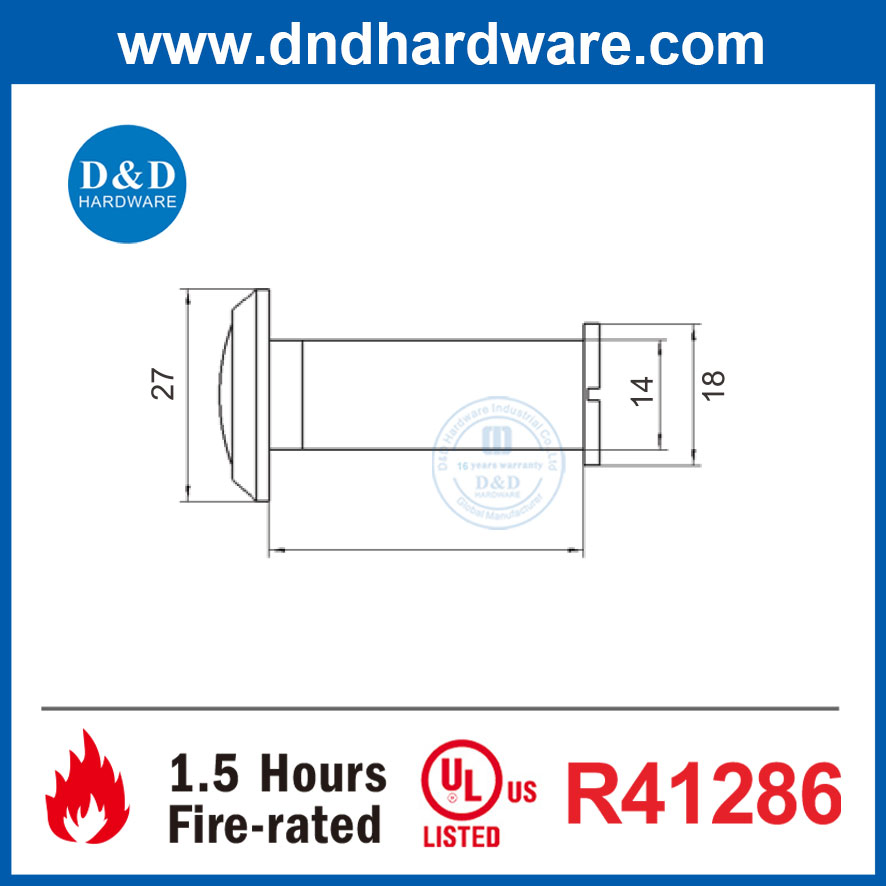 New Design Hidden Adjustable Glass Lens Peephole Door Eye Hole Viewer with UL Fire-Rated