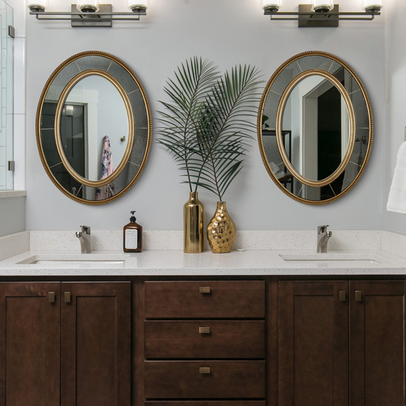 European Retro Vanity Mirror Living Room Bedroom Porch Background Wall Decorative Mirror