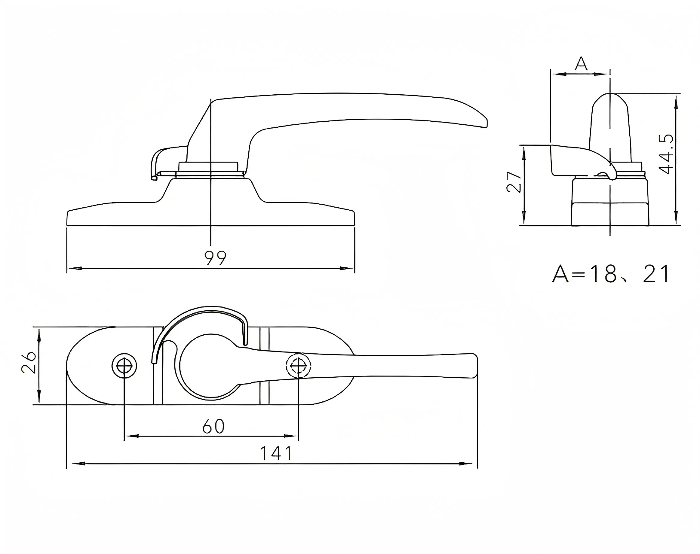 Crescent Locker /Half Moon Locker (handle) for UPVC Window Right /Left Opening