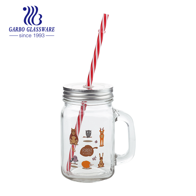 Стеклянная банка Mason Jar 450 мл с логотипом и крышкой