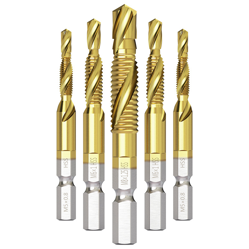 Hot Sale HSS 1/4 Shank Combined Drill and Taps with Tin Coating
