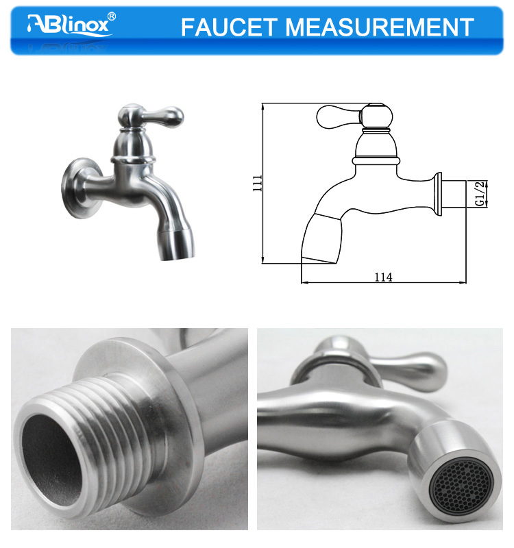 CNC Machine Part 304 Faucet Stainless Steel Wall Sink Tap
