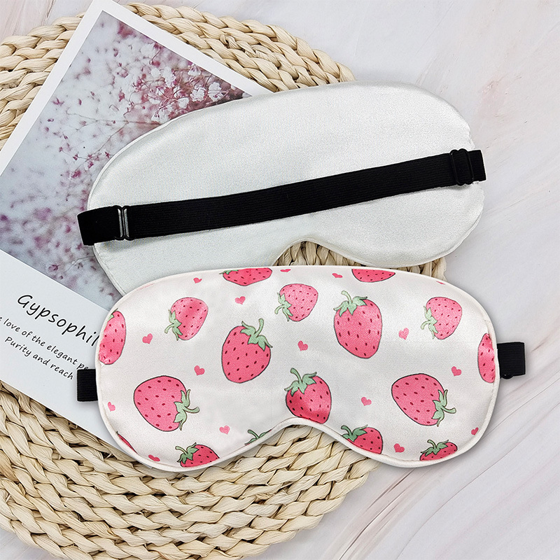 Premium Breathable Blackout Sleep Eye Masks Strawberry Printed Multi-Functional Sleep Eyemasks