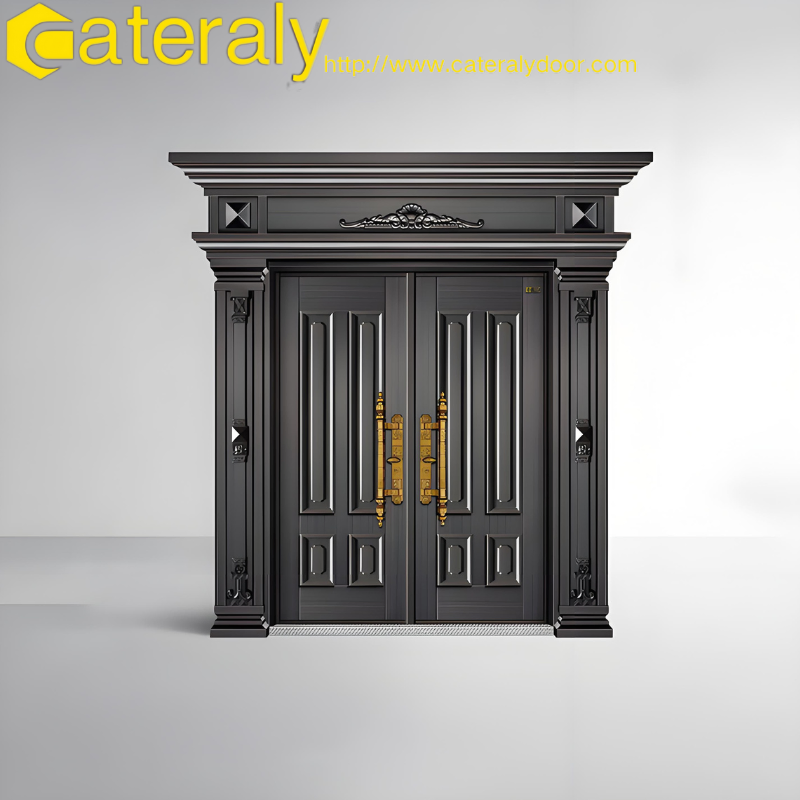 Cateraly Steel Security Entrance Door Featuring Adjustable Hinges for Easy Installation Automatic Door with Hardware
