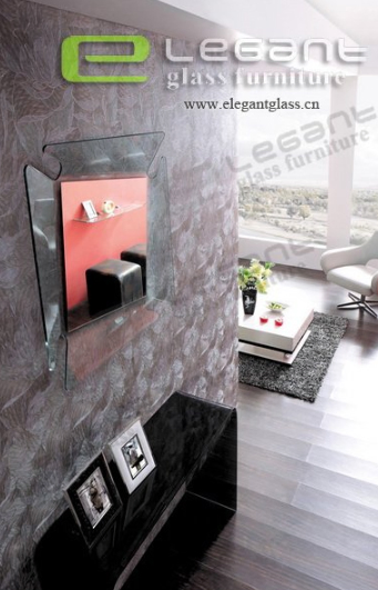 Black Glass Full-Length Mirror in Bedroom