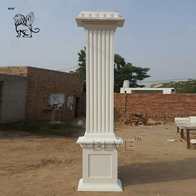 China Supplier Building Luxury Simple Pillar Design White Stone Marble Square Roman Column