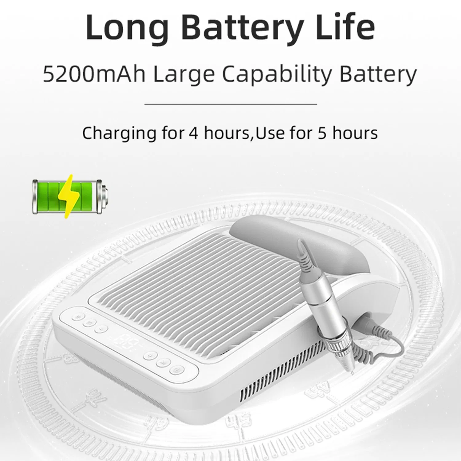 80W Built-in Battery Powerful Nail Dust Collector with Vacuum Cleaner Nail Drill