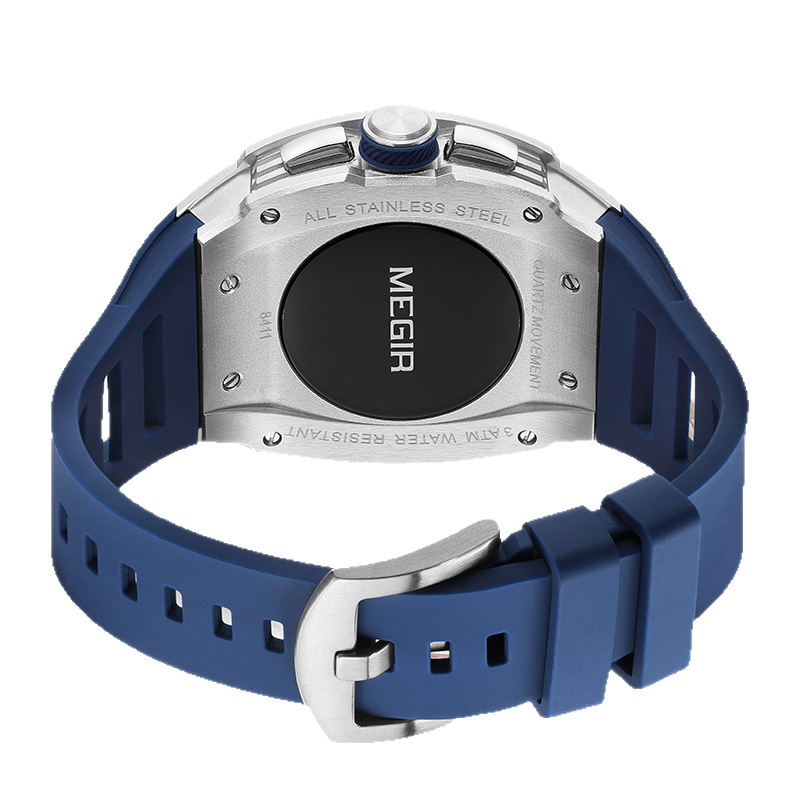 Megir 8411g Men's Sports Business Silicone Strap Multi Functional Luminous Quartz Watch