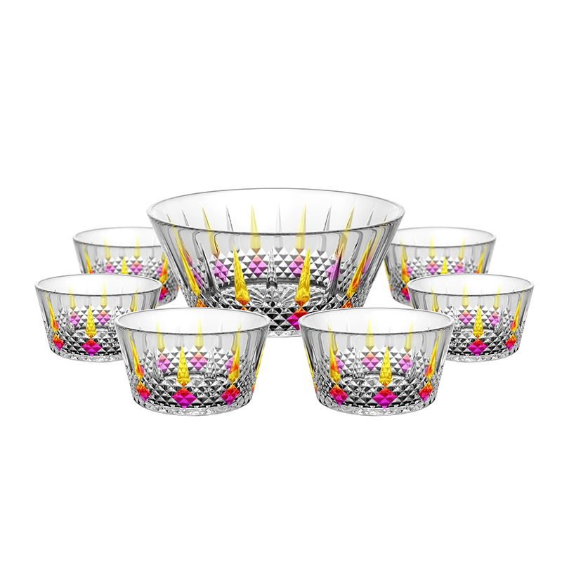 New Arrival 7PCS Glass Salad Bowl Set Big Fruit Bowl with Small Ice Cream Bowl for Home Life Bowl Set