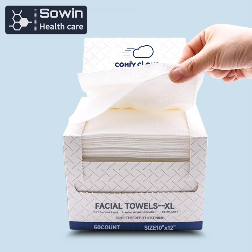 Boxed 50sheets Paper Package Non-Woven Cotton Disposable Removable Facial Tissues