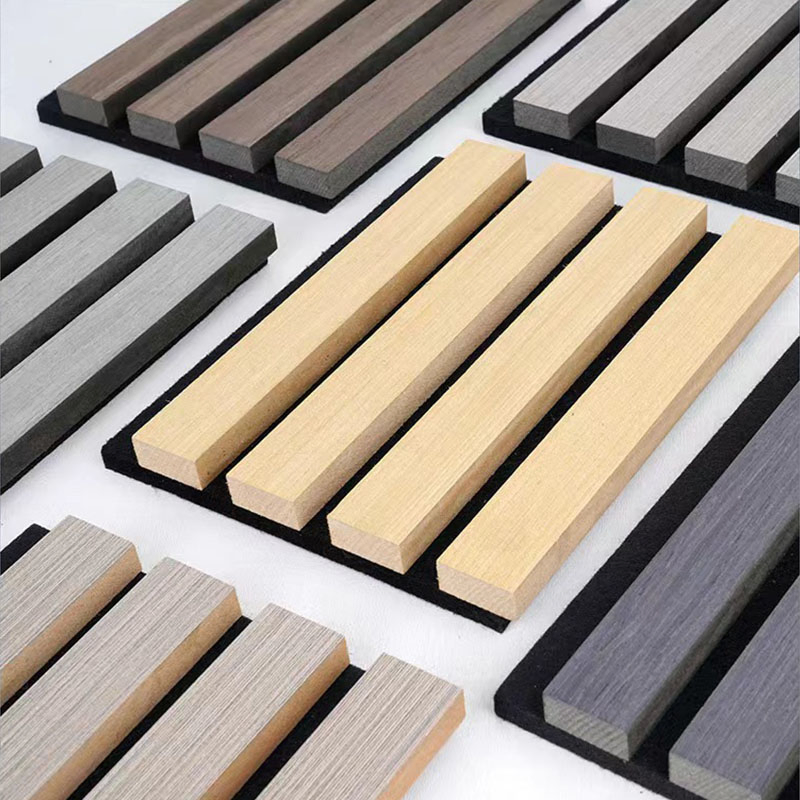 Ceiling Soundproof Slats Laminated Pet Wooden Veneera Acoustic Panel
