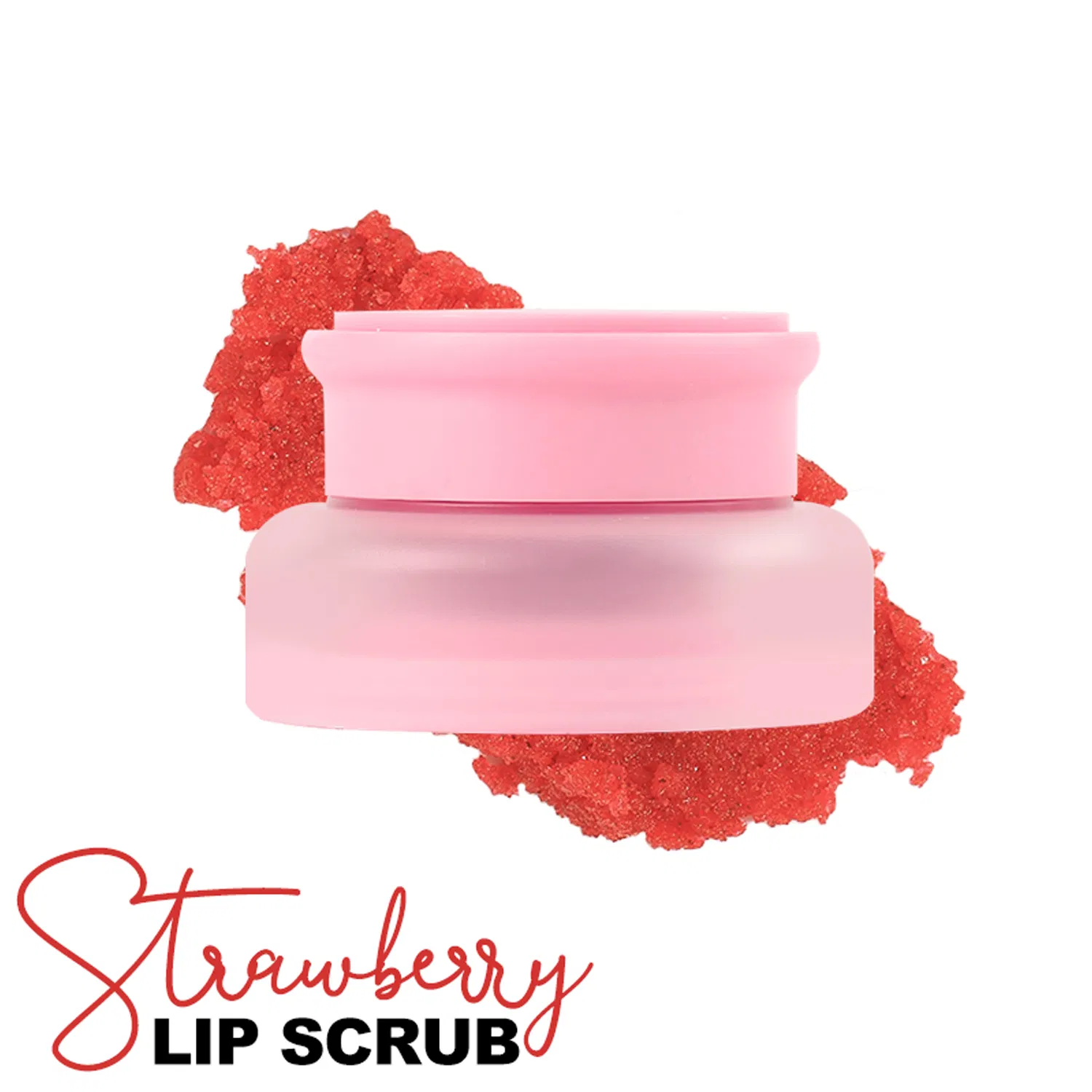 Pink Frosted Texture Fine Particles Strawberry Flavor Lip Scrub