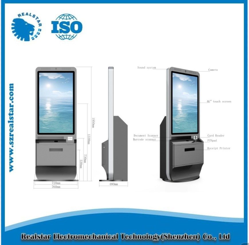 Super High Quality Free Standing Touch Screen Self Service Airport/Restaurant/Market/Shop Kiosk with Certifications
