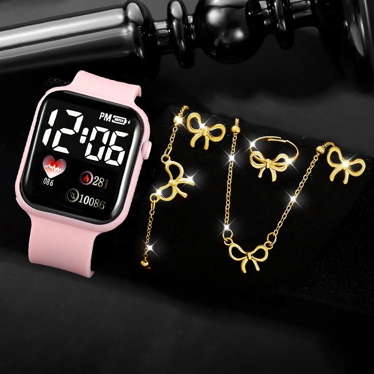 Watch Set Children's Gift Set Gold Jewelry Gift Digital Watch