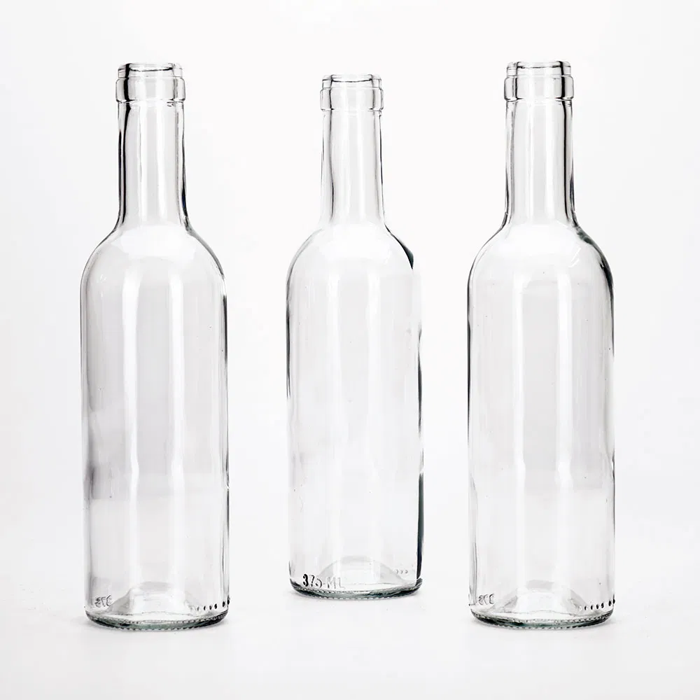 Vista Hot Sale Clear Wine Champagne 375ml 500ml 750ml Glass Bottle with Cork and Screw