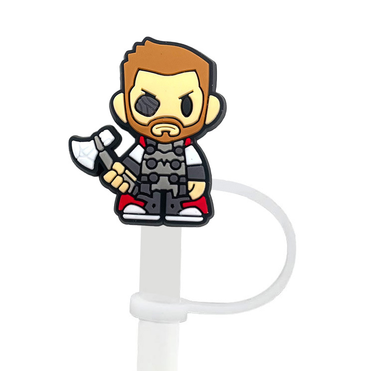 8-10mm Marvel Straw Cap, Straw Plug, Dust-Proof Cap, Cartoon Straw Accessory, Silicone Dust Cover, Reusable