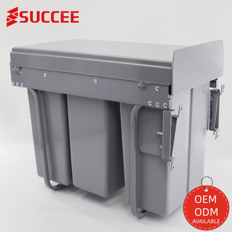 Pullout Hiding Kitchen Double 10L 30L 40L Trash Can Waste Bin with Soft-Close