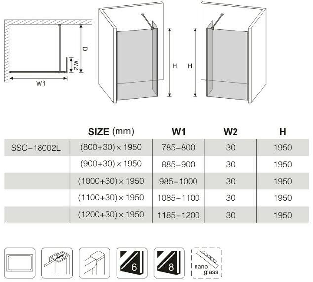 Walk in Glass Panel with Side Foldable Panel-Nano Design Glass