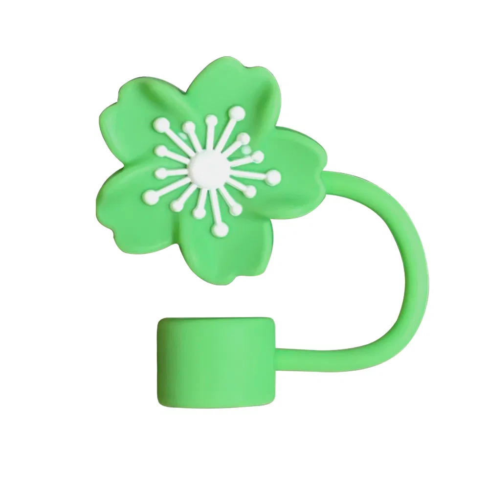 Silicone Sakura 3D Straw Cap Set of 6 Straw Accessories, Suitable for 10mm Straws, Reusable Gift