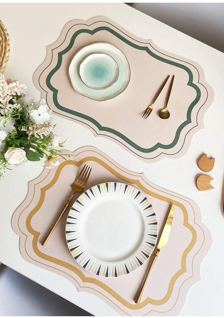 France Ethnic Heatproof Placemats Ins Popular Leather Table Mats Luxury Home Decor Print Placemat
