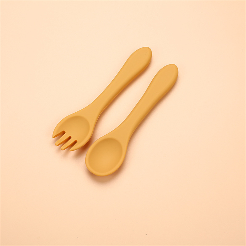 Ergonomic Baby Spoon and Fork Set – Soft Silicone Handles for Easy Grip