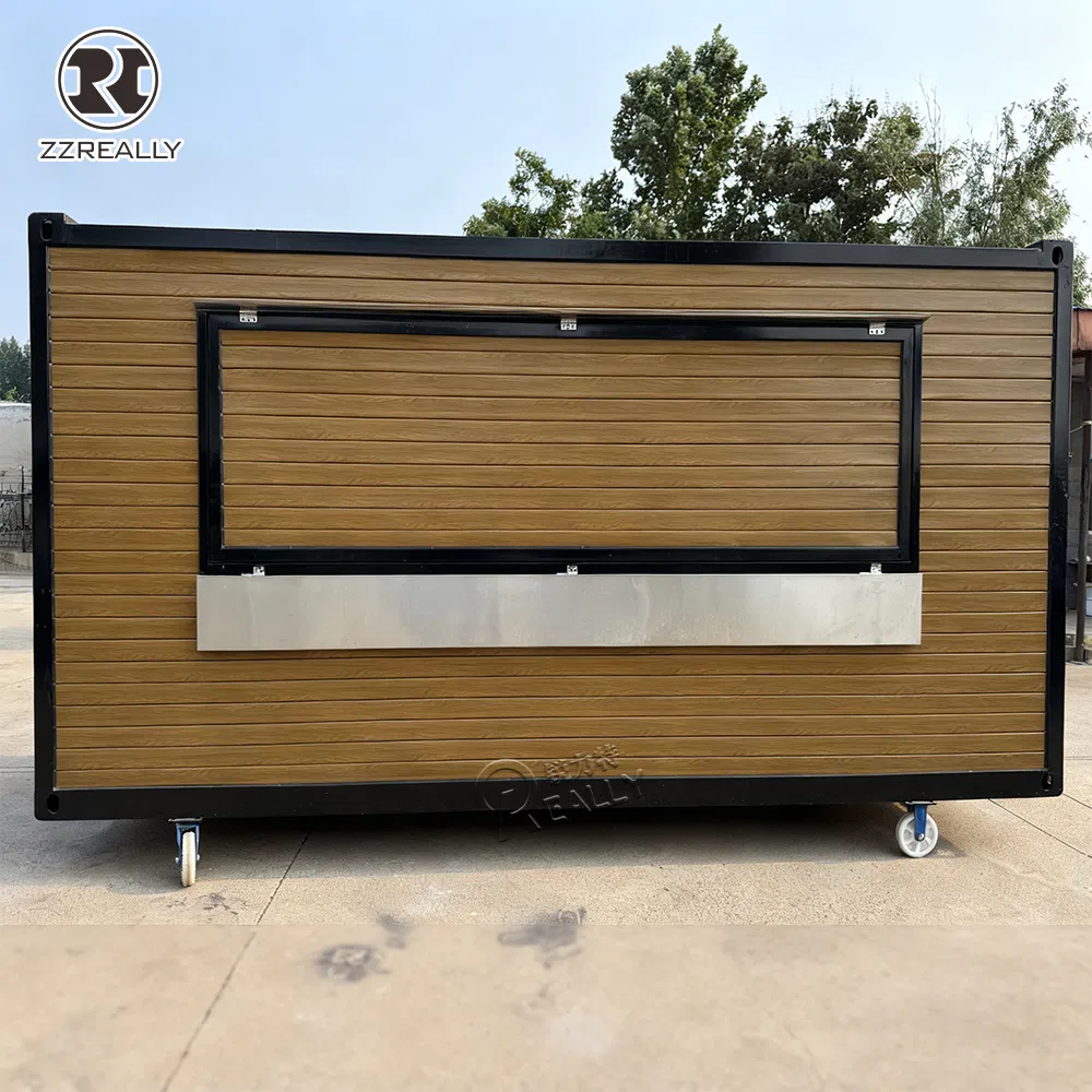 Prefabricated Street Bubble Tea Ice Cream Bar Container House Outdoor Fast Outdoor Food Kiosk Container Restaurant with Full Kitchen