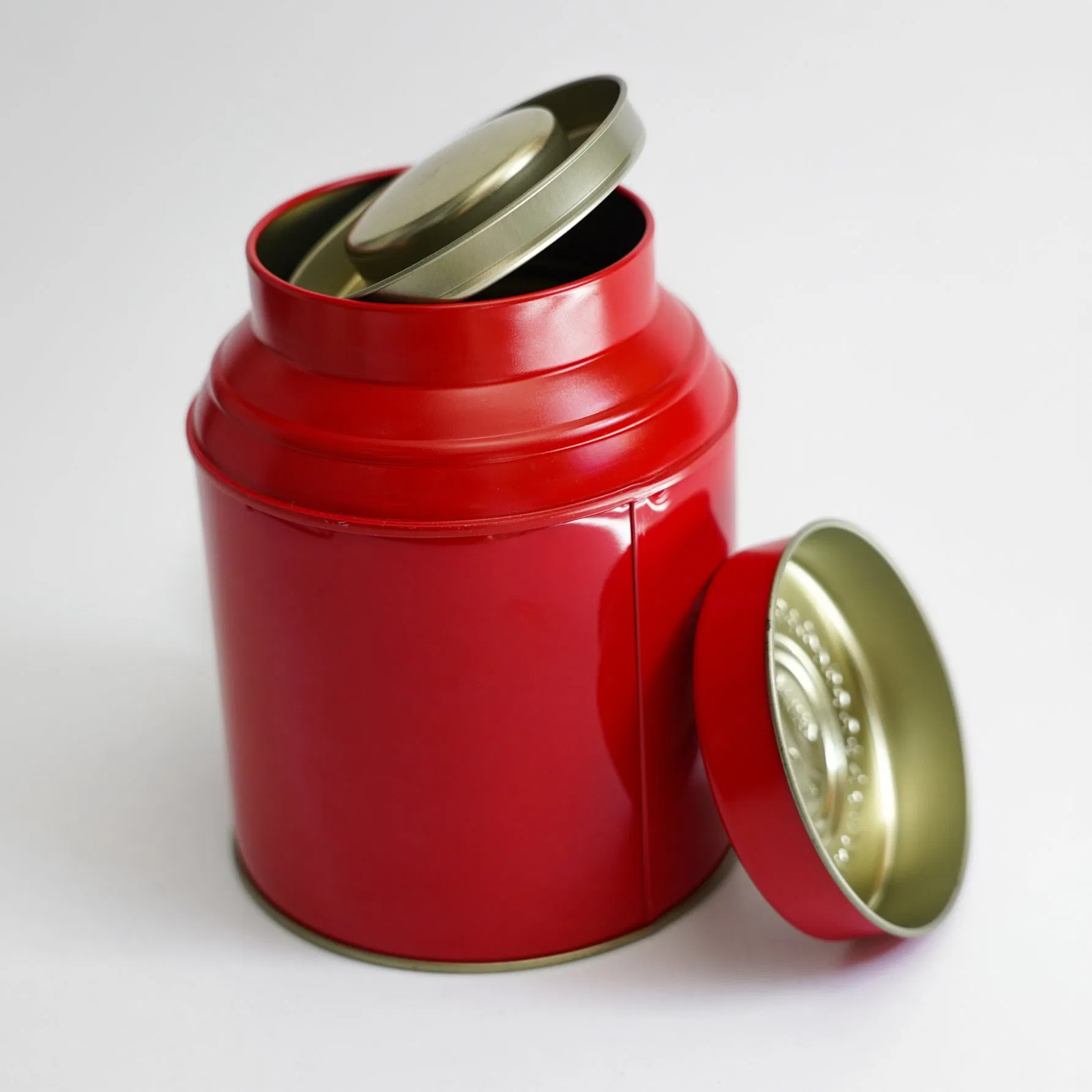 Red Aluminum Tin Canister with Lid, Can Be Used to Store Tea, Coffee Beans, Sealed Food Container
