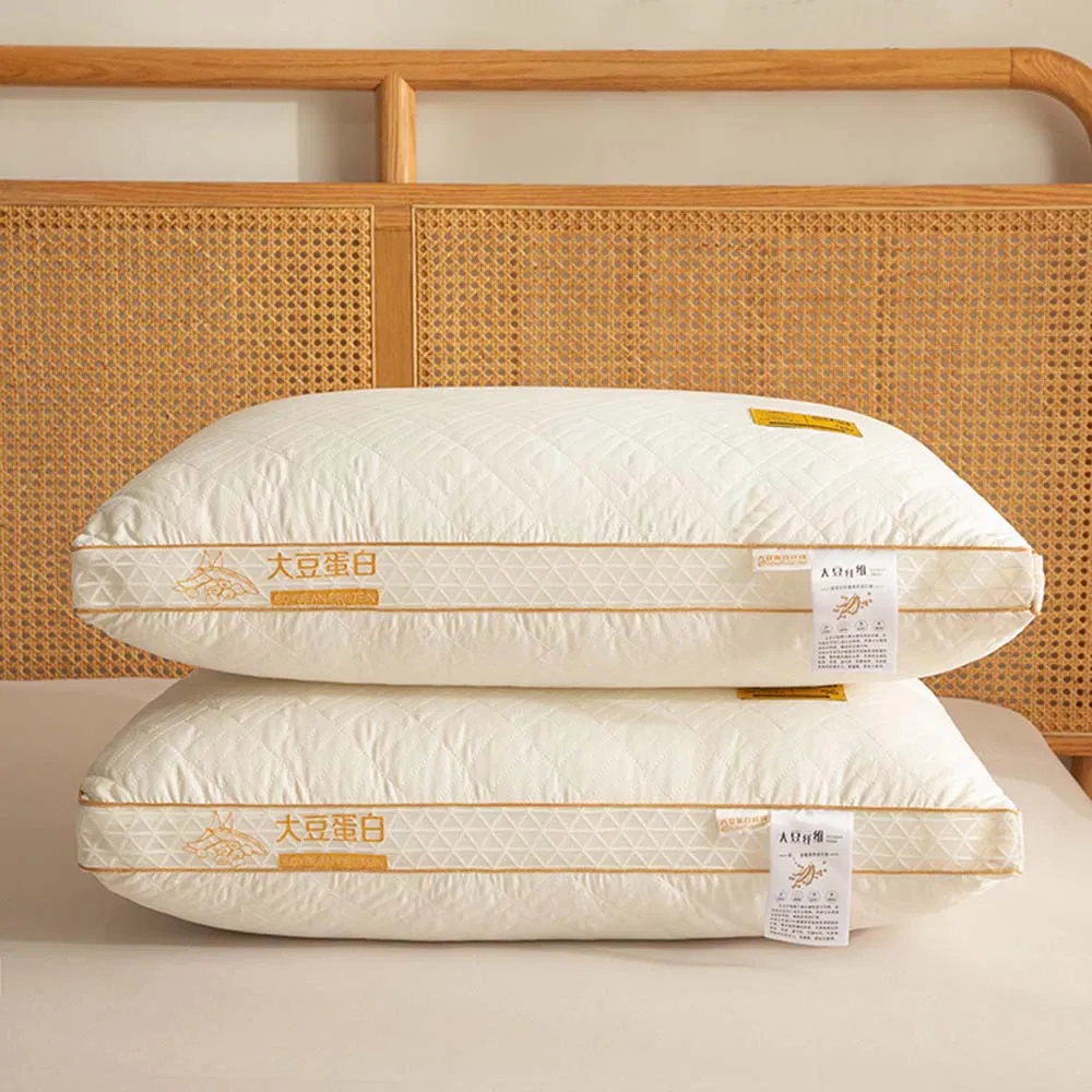 New Soy Protein Fiber Core Three-Dimensional Mite Resistant & Hypoallergenic Neck Protection Single Pillows for Quilted/Nap/Sleeping in Hotel/House/Dormitory