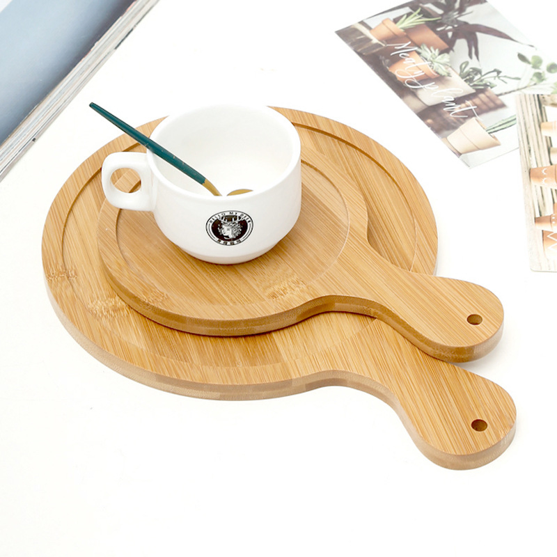 Wood Steak Plate Slate Cutting Board Bamboo Pizza Cake Baking Tray Steak Plates with Handle