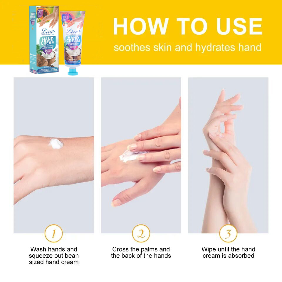 Best Selling Papaya Coconut Whitening Hand Cream Moisturizing Skin Care Smoothing Anti-Cracking Lotion