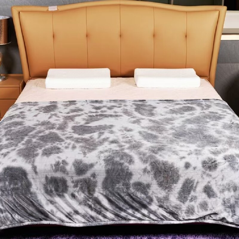 Heated Blanket Tie-Dyed Fake Fur Sherpa Controller with Timer Throw Electric Bedding