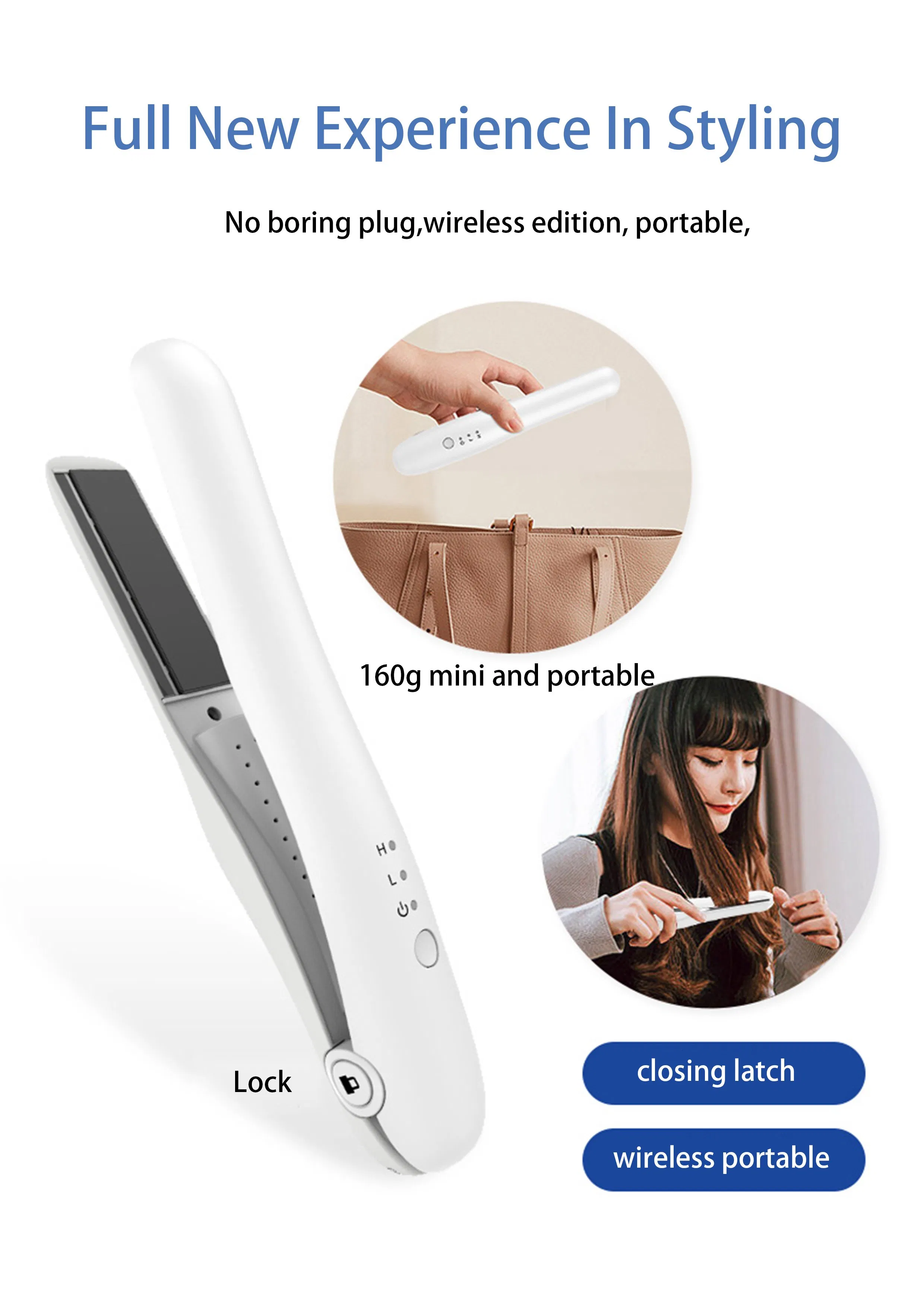 Rechargeable Portable Wireless Straightener and Curler USB Flat Iron